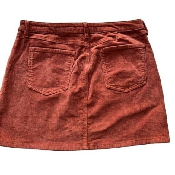 Rust Corduroy Mini Skirt With Front Zipper & Pockets Womens Size 17/33W - Picture 2 of 5